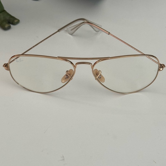 Ray-Ban Aviator Matte Gold Frame Clear Sunglasses 58-14 - Picture 4 of 14